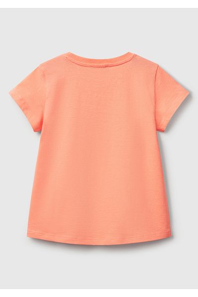 United Colors of Benetton Girl's Baby Glittery Benetton Logo Printed T-Shirt
