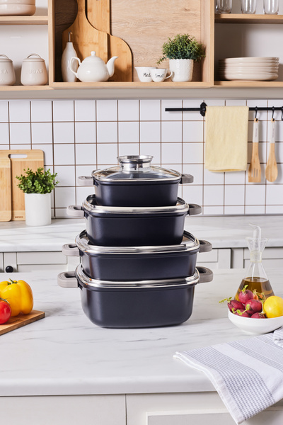 Karaca Biodiamond Soneva Induction Base 8 Piece Cookware Set Black