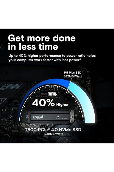 Crucial Crucial T500 4TB PCIe Gen4 NVMe M.2 SSD soğutuculu CT4000T500SSD5 (70...