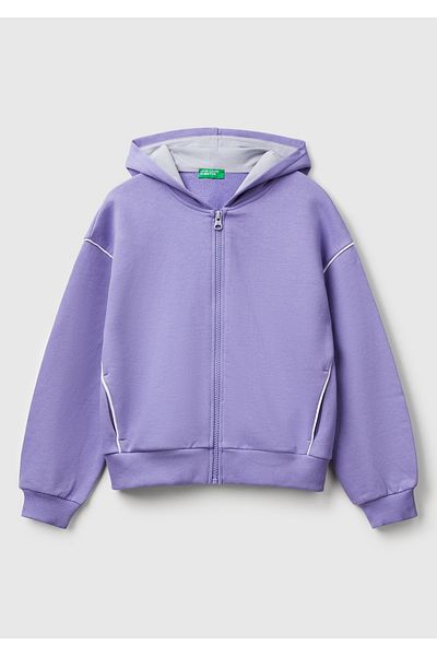 United Colors of Benetton Hanorac oversize cu fermoar și glugă pentru fetiță