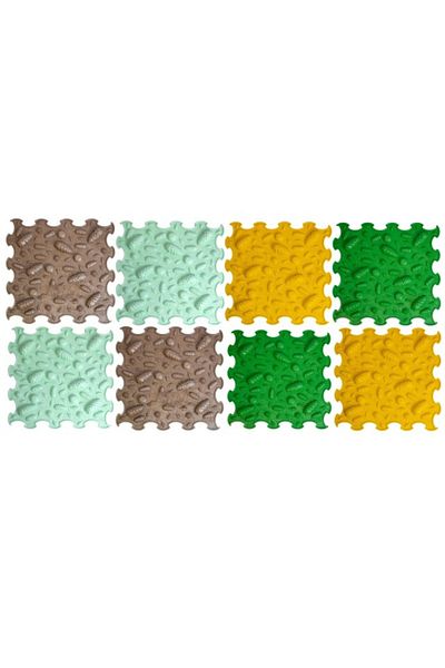 ORTOTO Orthopedic, Sensory Mat, Puzzle Set, 8 Pieces, Pinecones Pattern, Rigid Texture, Multicolor