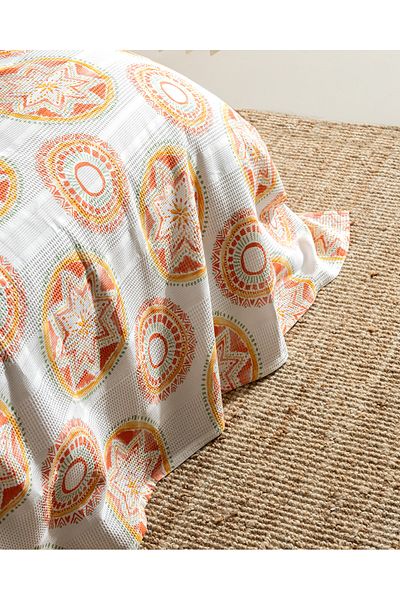 Madame Coco Orva Double 100% Cotton Karde Printed Pique - Coral