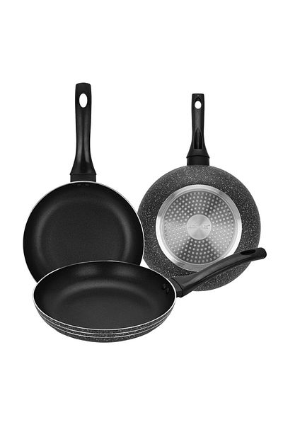 Melrich Auroware 3 Pcs Non Stick Frying Pan Set Induction Bottom 20cm, 24cm, 28cm
