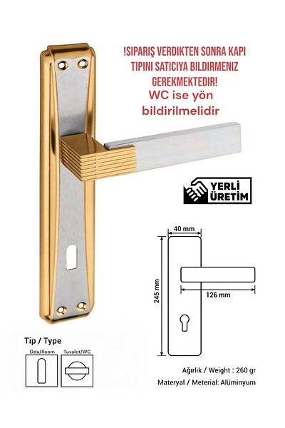 Üsküp Yapı & Mimarlık Elite Tulip Mirror Gold-Satin Door Handle