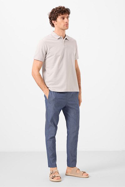 TOMMY LIFE Ανδρικό παντελόνι Chino με υφαντό ελαφρύ ελαστικό τζιν Navy Blue Standard Fit - 82179