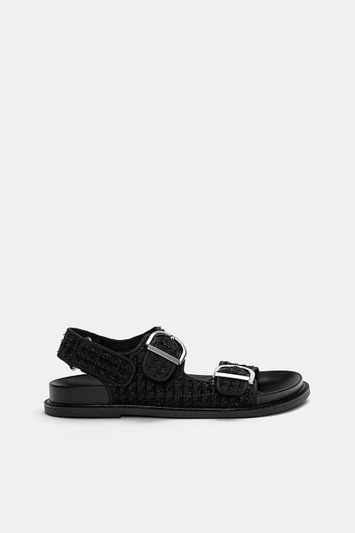 Pull & Bear Flat fabric sandals with buckles