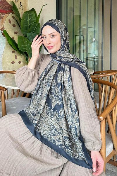 lamelif Retro Pattern Soft Shawl Gold