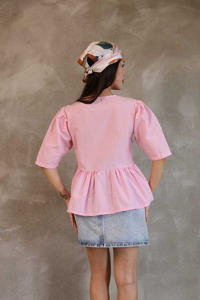stcococix since 1990 Collarless Tie-Up Short Sleeve Shirt