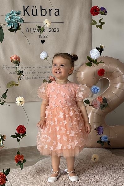 ALYRA Baby Girl Dress Short Sleeve Bowknot Birthday Party Wedding Special Occasion Evening Dress Girl's Dress
