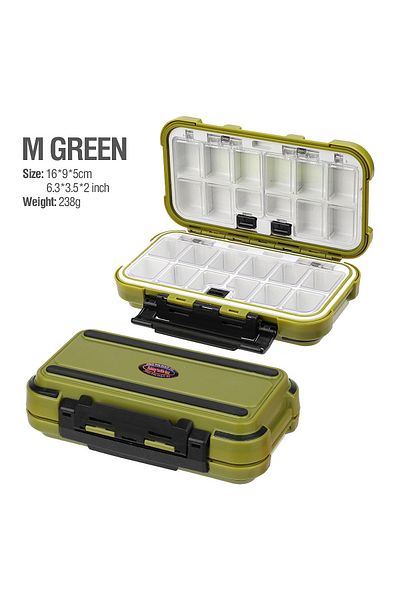 YIRUMEI M-green Waterproof Fishing Tackle Box Hooks Lures Accessories Box For fishing Tool Storage Box Doubl