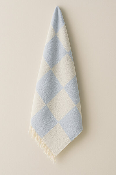 Valezium Checkerboard Patterned Loincloth Beach Towel 70X155 cm Blue