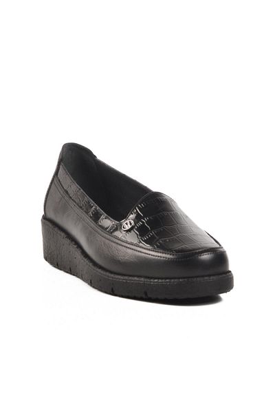 WALKWAY Bb092 Z Black Genuine Leather Women's Casual Shoes