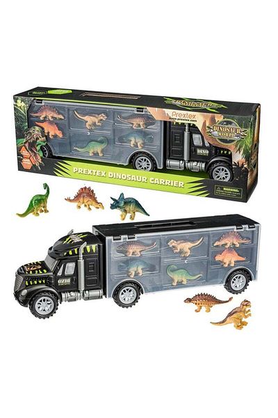 Yelajoy Dinosaur Truck Carrier,with 6 Toy Dinosaurs,With the Specially Designed Handle,for Toddler