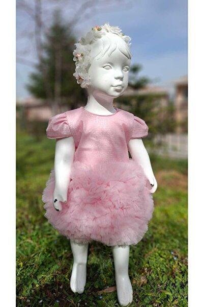 İLALKİDS Kız Bebek Çocuk Doğum Günü Özel Gün Bayram Parti Simli Kumaş Tütü Et...