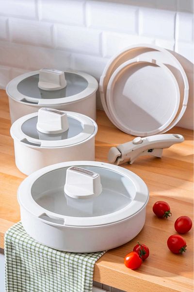 Onedekor Ultimate Pro 9 Piece Snap on Cooking and Storing Cookware Set with Handles
