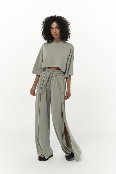 MAİ COLLECTİON Nell Mint Crop T-Shirt Pants Set