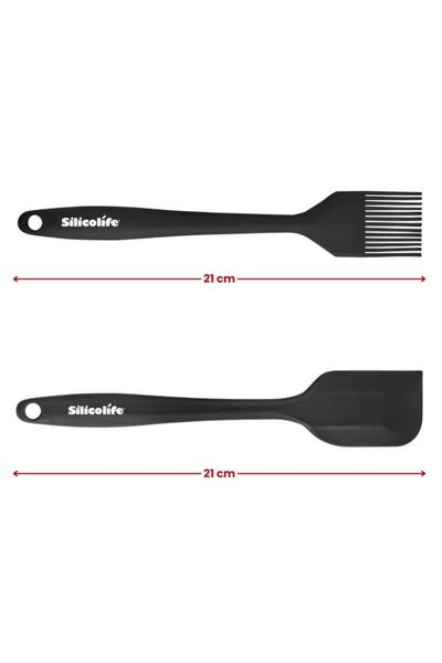 Silicolife Spatula ve Fırça Seti, Isıya Dayanıklı Yanmaz Yapışmaz Silikon Spatula ve Yumurta Fırçası 2'li Set