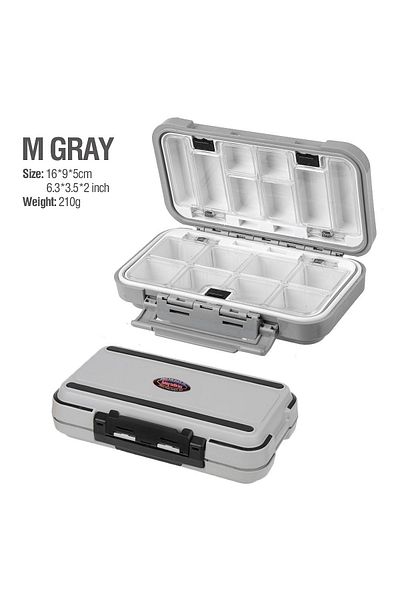 YIRUMEI M-gray Waterproof Fishing Tackle Box Hooks Lures Accessories Box For fishing Tool Storage Box Double