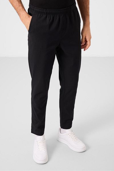 TOMMY LIFE Μαύρο ανδρικό παντελόνι Chino με υφαντό ελαφρύ, ελαστικό, κανονική εφαρμογή - 82180