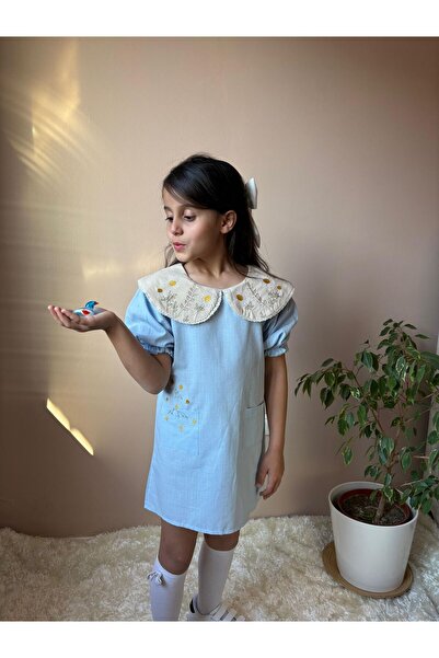 chacharon KIZ ÇOCUK ÇİÇEK NAKIŞLI ELBİSE