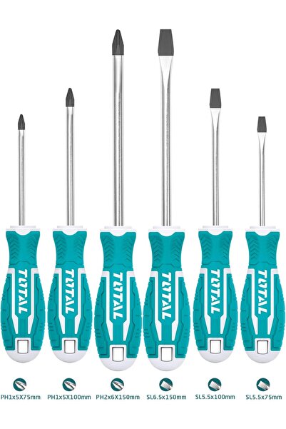 TOTAL TOTAL Set of 6 Screwdrivers with Slotted and Phillips
