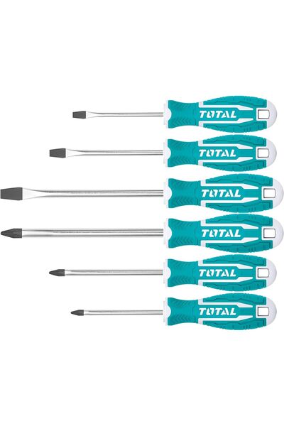 TOTAL TOTAL Set of 6 Screwdrivers with Slotted and Phillips