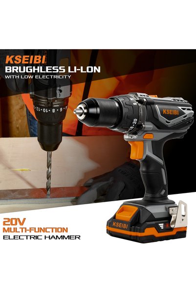 kseibi Cordless Hammer Drill 20v for Drilling Holes Driving Screws and Removing Stubborn Screws