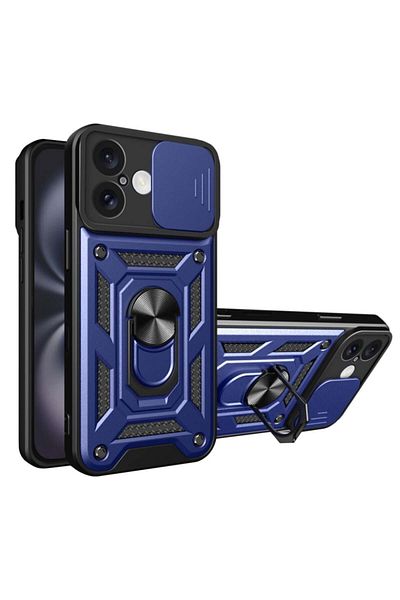 SKYDDAR INNOVATION Carcasă pentru iPhone 16 Plus, CamShield, albastră, set de autocolante