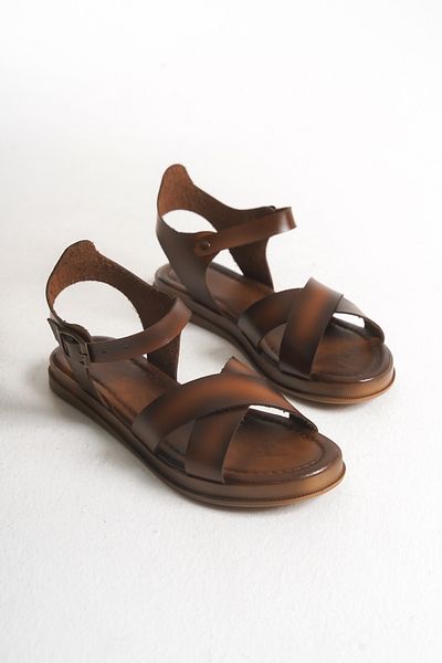Lively Stylish Anita Cross Flat Plain Bodrum Sandals