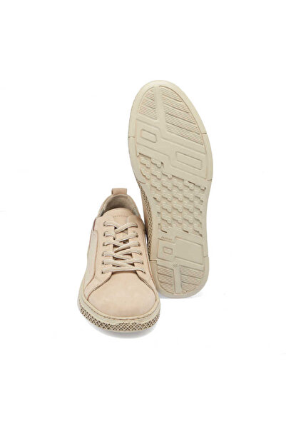 Tergan Bej Hakiki Nubuk Deri Erkek Sneaker - E24ı1ay56865-b23