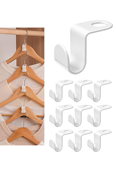 NOYİSKA Pratik Dolap Düzeni İçin 10 Adet Kanca Şeklinde Çoklu Askı Artırıcı Gardırop Organizer