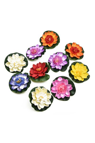 Choice Colorful-10 10pc Colorful Artificial Floating Water Lily Simulation Eva Lotus-leaf Flowers Water Lil