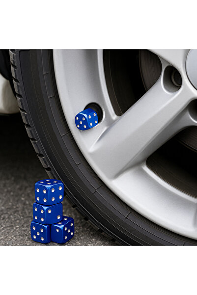 SNSTİCARET Zar Desenli Metal Sibop Kapağı Mavi Renk 4 adet