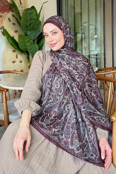lamelif Retro Pattern Soft Shawl Bitter Brown