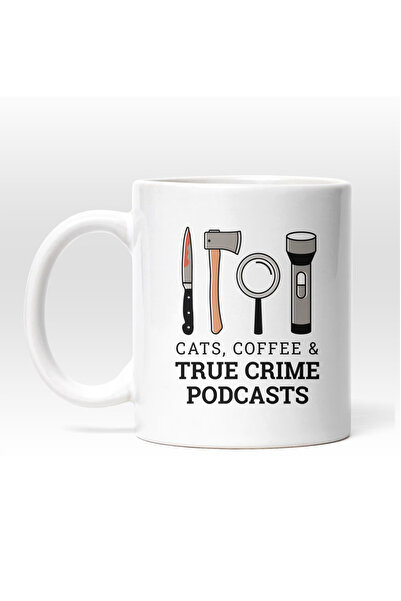 OEM Cană albă personalizată cu tematică „Pisici, cafea și crime reale”, INOVA...