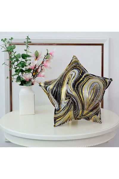 KBK MARKET Marble Patterned Star Foil Balloon 45 cm Black