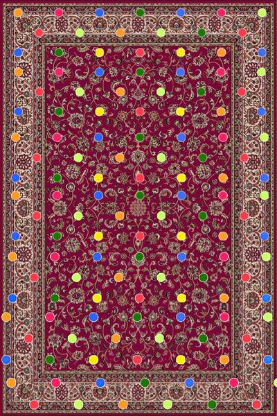 Rugs Modern Halı Nilla Collection Claret Redthemed Colorful Dots and Vintage ...