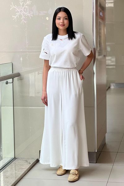 sentez giyim Synthesis Logos Wide Leg Pants