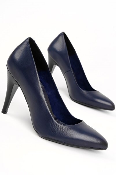Lal Shoes & Bags Dione Kadın Hakiki Deri Sivri Burunlu Topuklu Ayakkabı-Lacivert