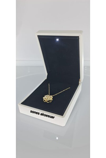 SONES Işıklı Kutu Yonca Şans Sevgi Çelik Kolye 054 Hediye Özel Doğumgünü Sevg...