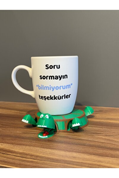 Kaplumbağa bardak altlığı hareketli 3D baskılı