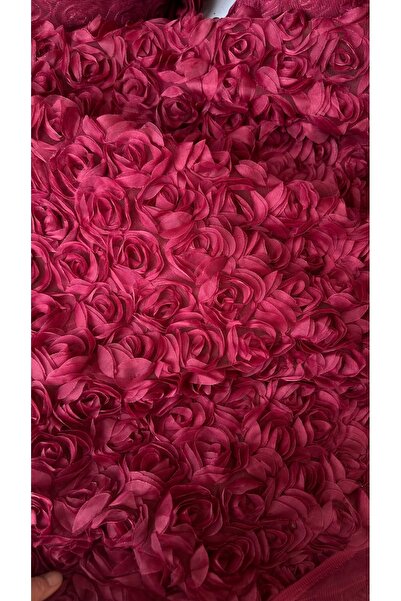 Hayalet kumaş Bordo güllü kumaş