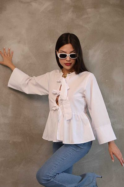 stcococix since 1990 Poplin Fabric Bow Baby Collar Blouse