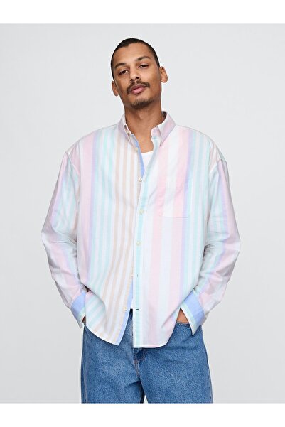 GAP Erkek Çok Renkli Desenli Oxford Big Gömlek