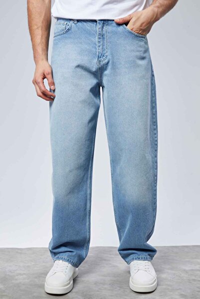 CEDY DENIM High Quality Men's High Waist Baggy Skater Jean Light Blue-C364