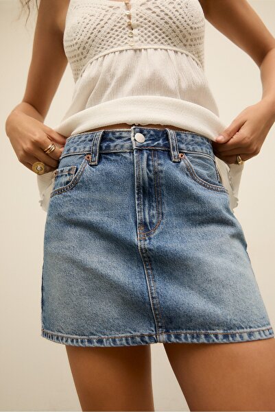 Stradivarius D60 denim mini etek