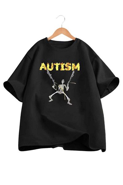 Karakedi Μαύρο μπλουζάκι Unisex Skeleton Autism