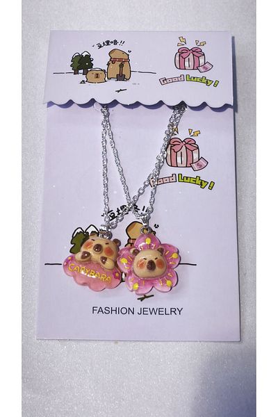 Acousticworld Cute Capybara Best Friend Friendship Necklace 2 Pcs