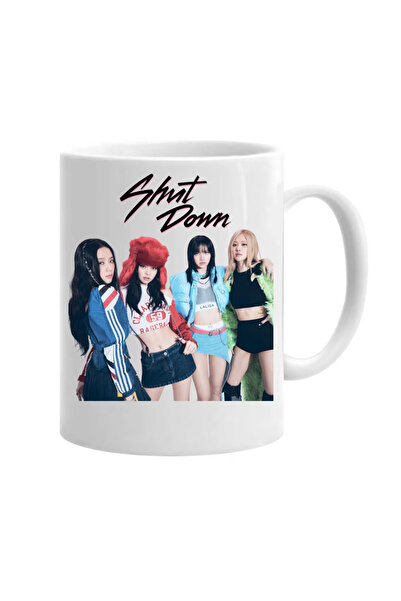 OEM Cană albă personalizată Blackpink Kpop cu mesajul „shut down”, INOVATIX®....