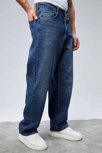 CEDY DENIM Υψηλής ποιότητας Ανδρικό Ψηλόμεσο Φαρδύ Skater Jean Blue-c364